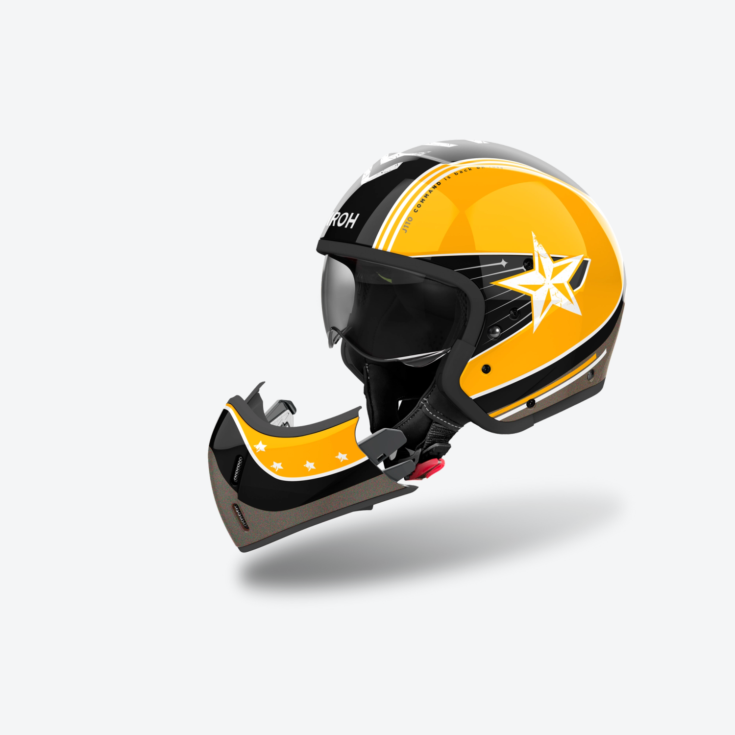 Airoh J-110 Convertible Helmet Command Gloss Yellow FREE 1 YEAR Returns, FREE UK Delivery | ThrottleChimp