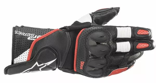 Alpinestars SP-2 V3 Leather Gloves Black / Red / White FREE 1 Year Return, FREE UK Shipping | ThrottleChimp