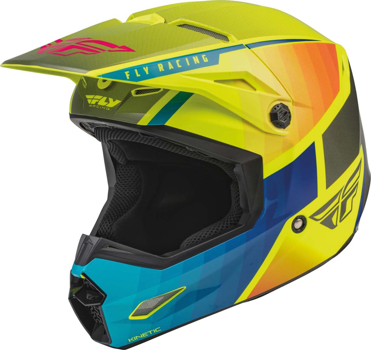 Fly Racing Kinetic Drift ECE Blue / Fluo Yellow / Charcoal FREE 1 YEAR Returns, FREE UK Delivery | ThrottleChimp