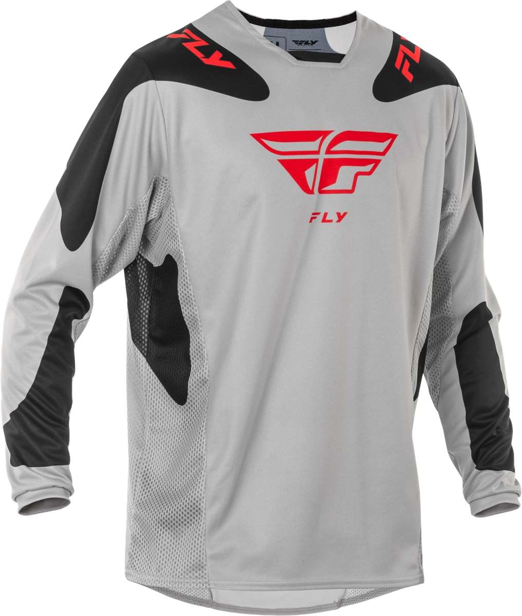 Fly Racing Kinetic Sym Jersey Light Grey / Red / Black FREE 1 YEAR Returns, FREE UK Delivery | ThrottleChimp