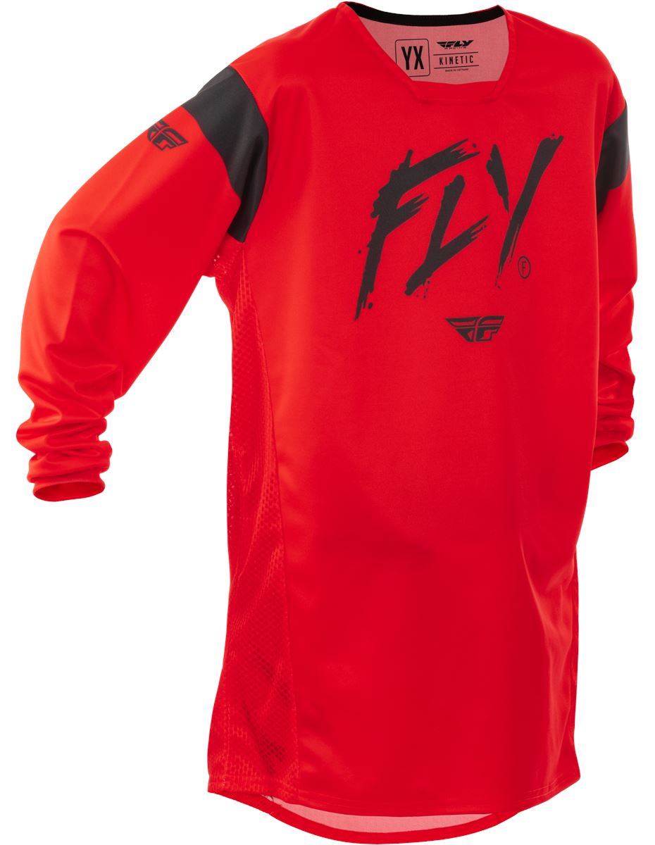 Fly Racing Kinetic Stoke Youth Jersey Red / Black FREE 1 YEAR Returns, FREE UK Delivery | ThrottleChimp