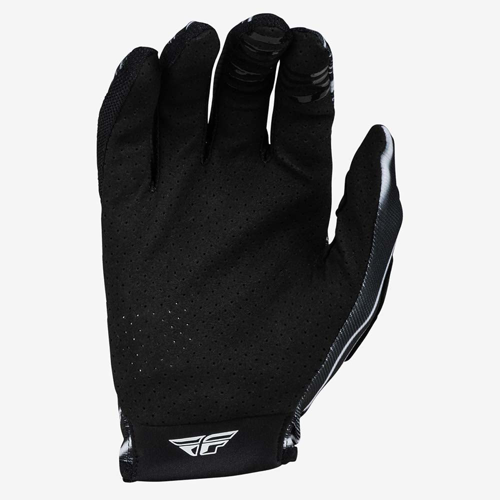 Fly Racing Lite MX Gloves Warped Black / White FREE 1 YEAR Returns, FREE UK Delivery | ThrottleChimp