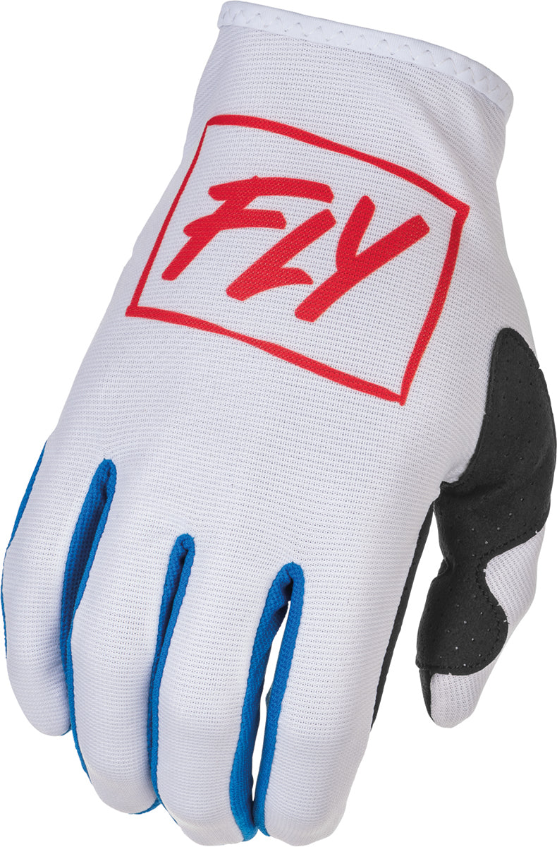 Fly Racing Lite Youth MX Gloves Red / White / Blue FREE 1 YEAR Returns, FREE UK Delivery | ThrottleChimp