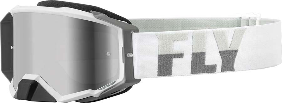 Fly Racing Zone Pro MX Goggles White / Grey / Mirror Lens FREE 1 YEAR Returns, FREE UK Delivery | ThrottleChimp