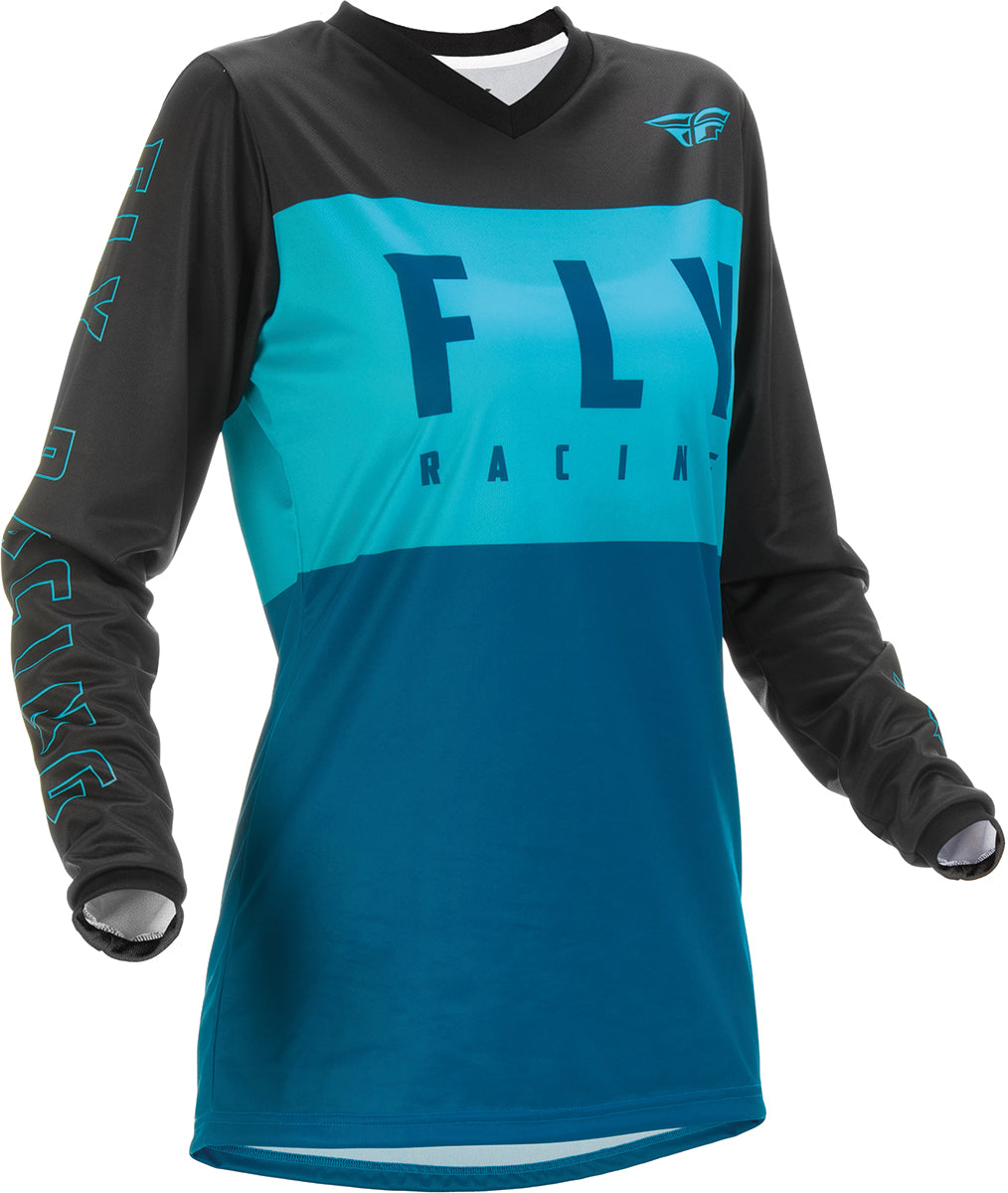 Fly Racing F-16 Ladies MX Jersey Aqua / Dark Teal / Black FREE 1 YEAR Returns, FREE UK Delivery | ThrottleChimp