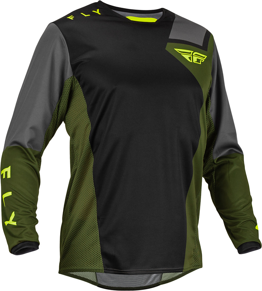 Fly Racing Kinetic Jet MX Jersey Black / Olive / Hi-Vis FREE 1 YEAR Returns, FREE UK Delivery | ThrottleChimp