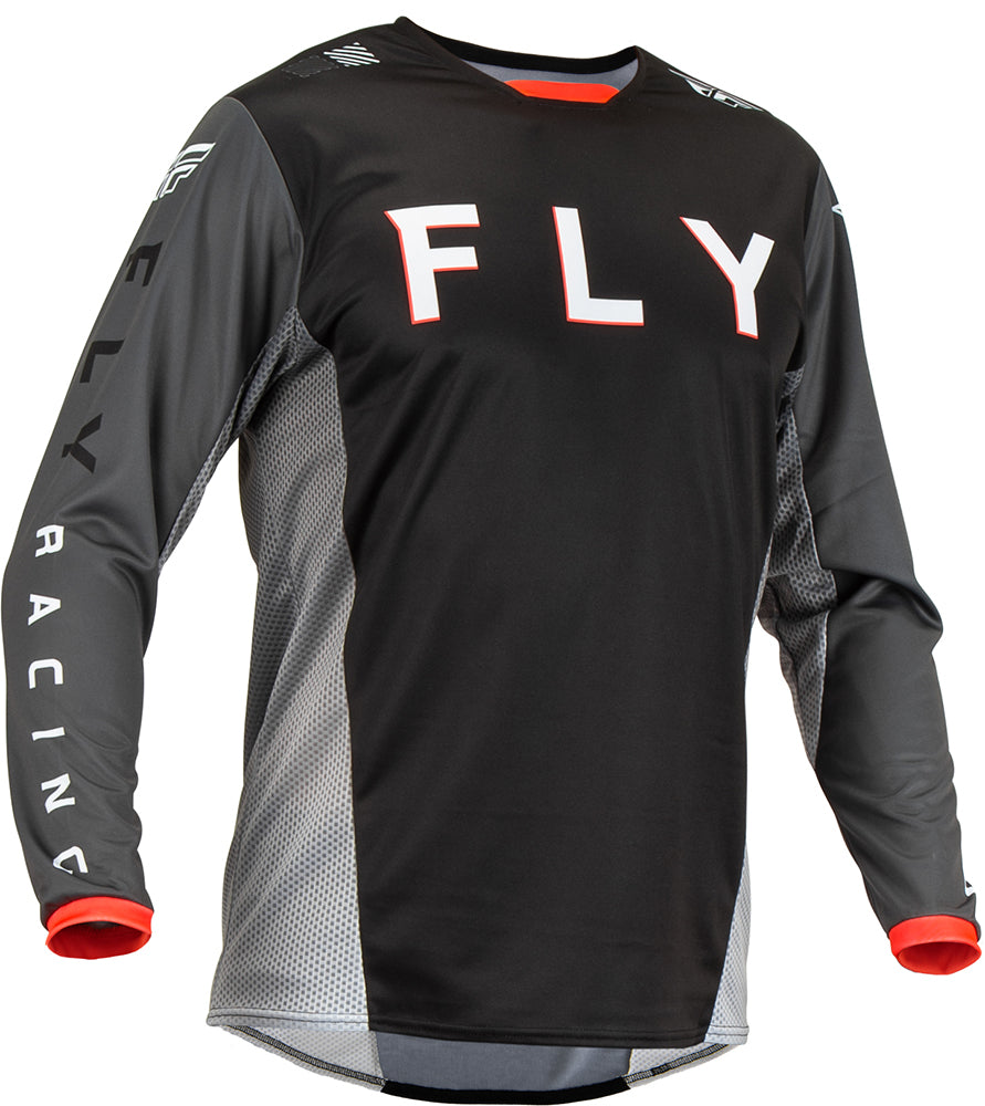 Fly Racing Kinetic Kore MX Jersey Black / Grey  FREE 1 YEAR Returns, FREE UK Delivery | ThrottleChimp