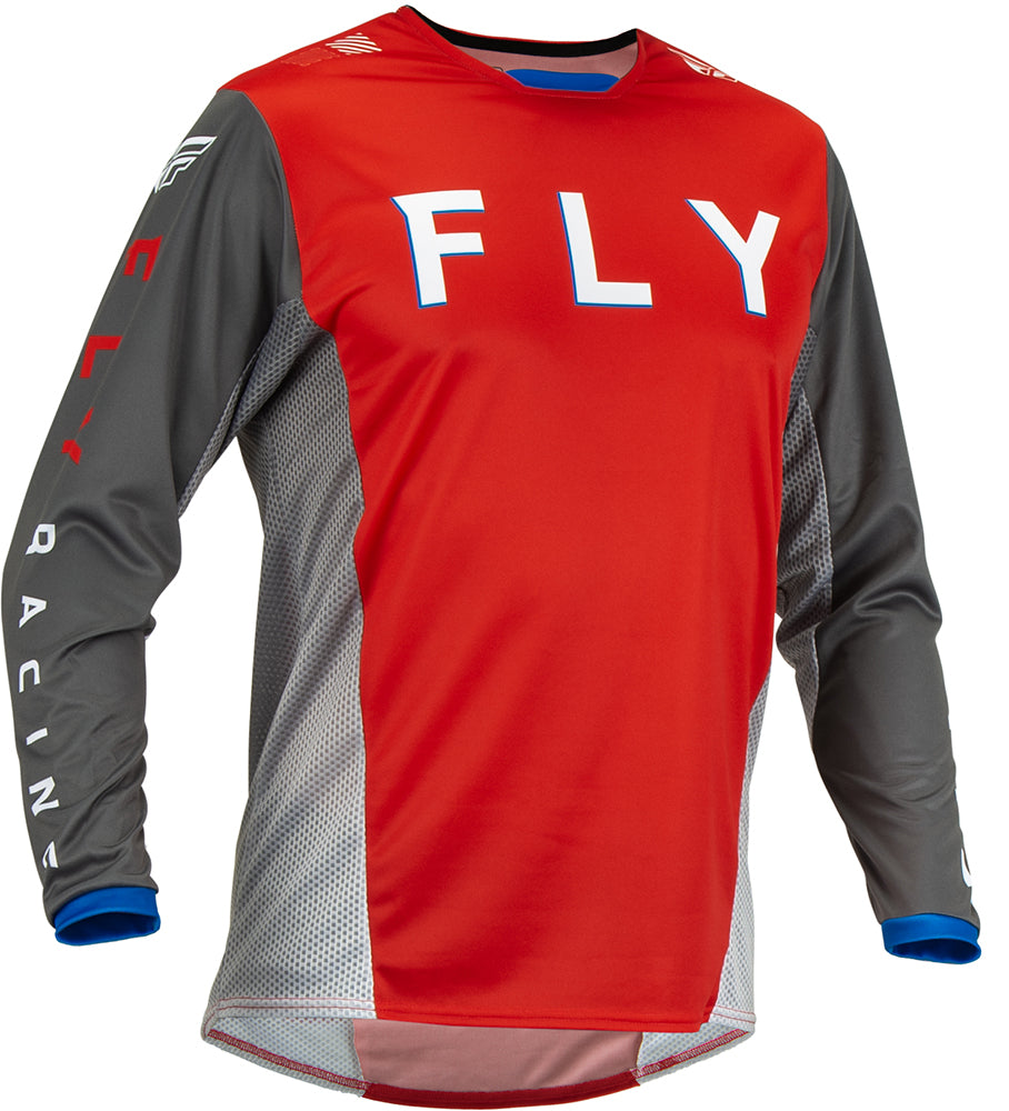 Fly Racing Kinetic Kore MX Jersey Red / Grey FREE 1 YEAR Returns, FREE UK Delivery | ThrottleChimp