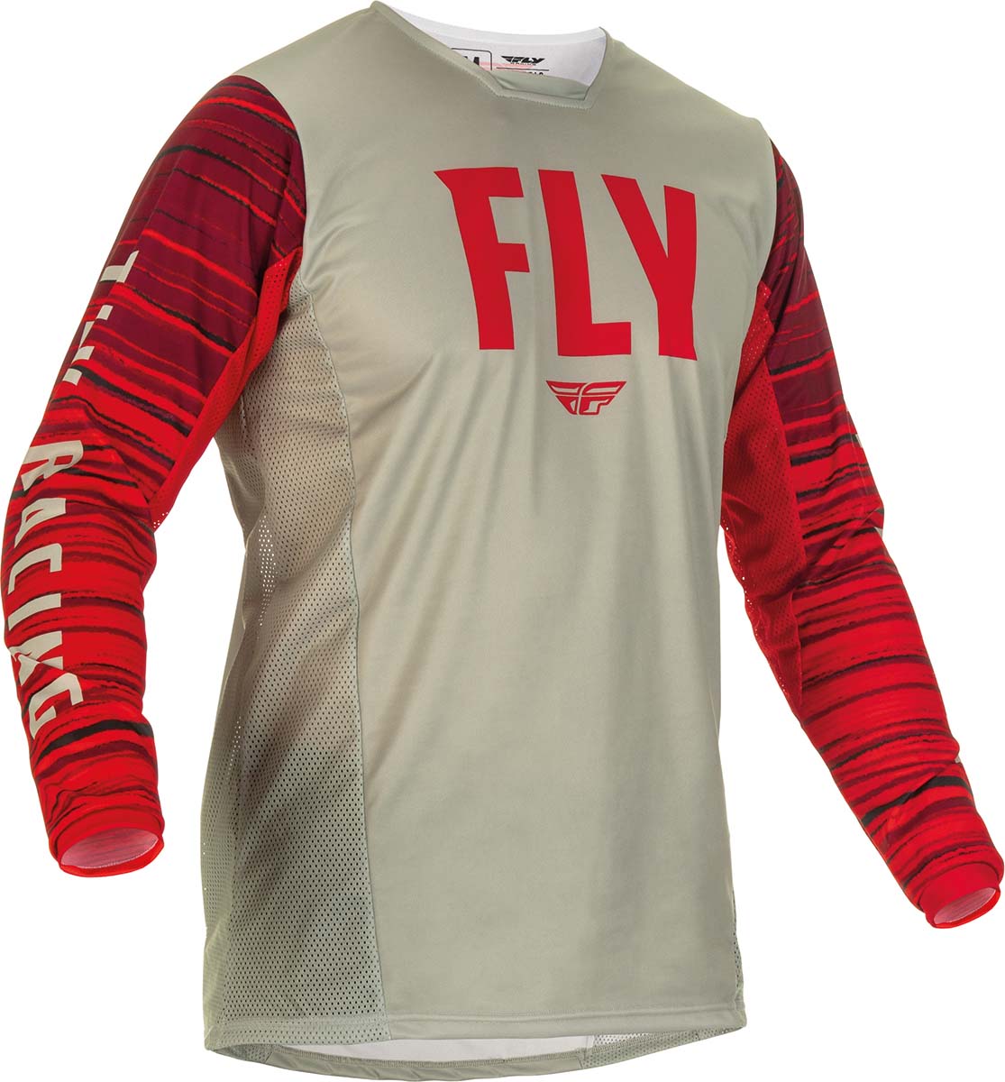 Fly Racing Kinetic Wave MX Jersey Light Grey / Red FREE 1 YEAR Returns, FREE UK Delivery | ThrottleChimp