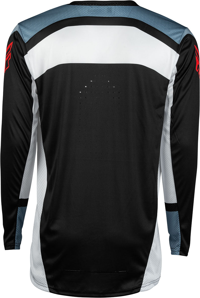 Fly Racing Lite MX Jersey Black / White / Denim Grey FREE 1 YEAR Returns, FREE UK Delivery | ThrottleChimp