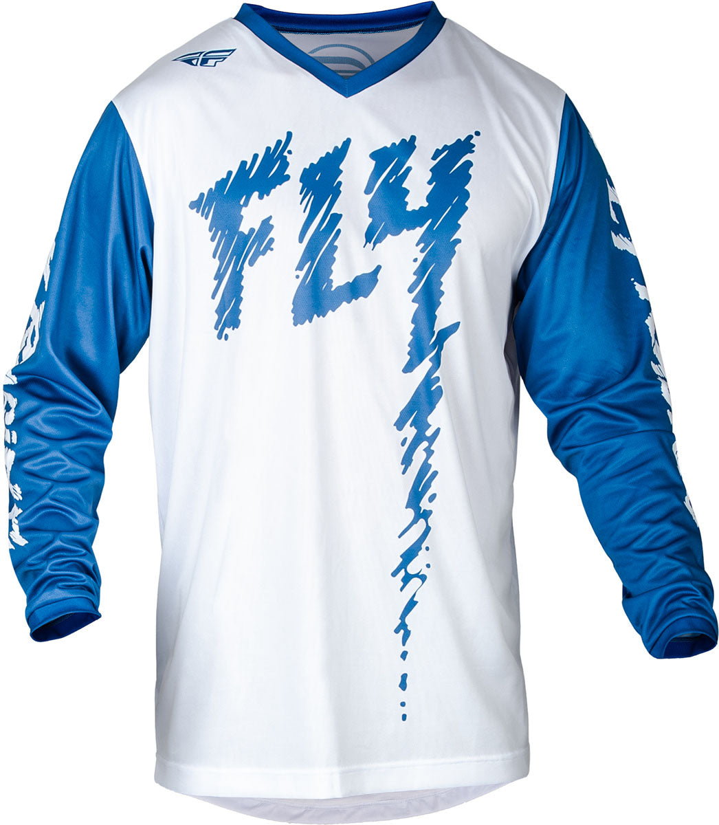 Fly Racing F-16 Youth MX Jersey True Blue / White FREE 1 YEAR Returns, FREE UK Delivery | ThrottleChimp