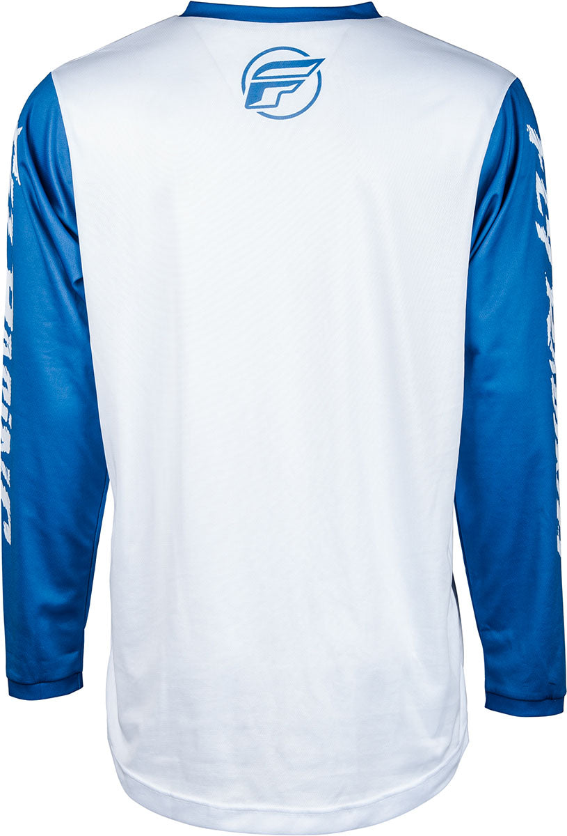 Fly Racing F-16 Youth MX Jersey True Blue / White FREE 1 YEAR Returns, FREE UK Delivery | ThrottleChimp