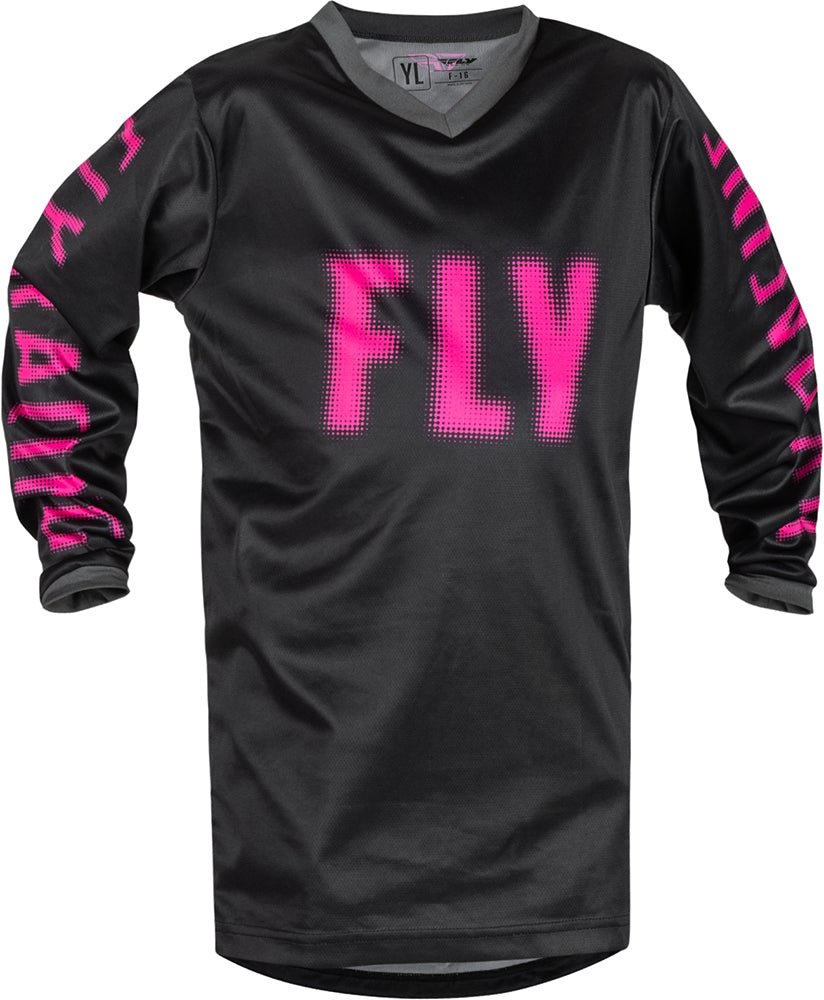 Fly Racing F-16 Youth MX Jersey Black / Pink  FREE 1 YEAR Returns, FREE UK Delivery | ThrottleChimp