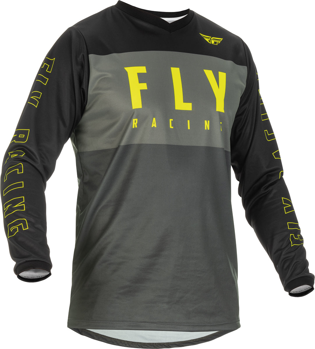 Fly Racing F-16 Youth MX Jersey Grey / Black / Fluo Yellow FREE 1 YEAR Returns, FREE UK Delivery | ThrottleChimp