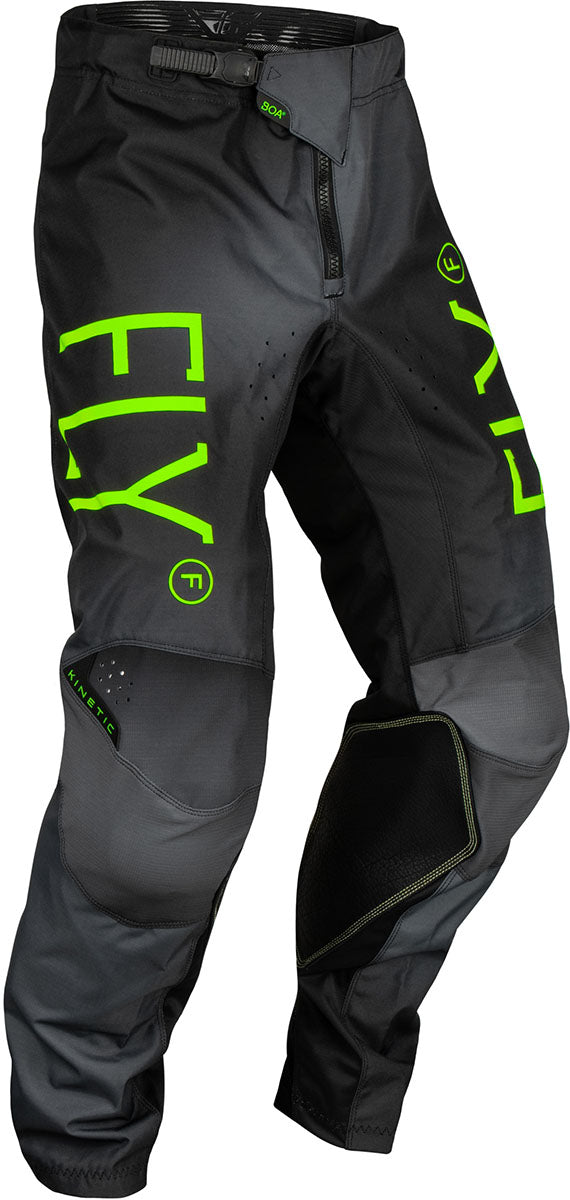 Fly Racing Kinetic Boa Prodigy Youth MX Trouser Charcoal / Green FREE 1 YEAR Returns, FREE UK Delivery | ThrottleChimp