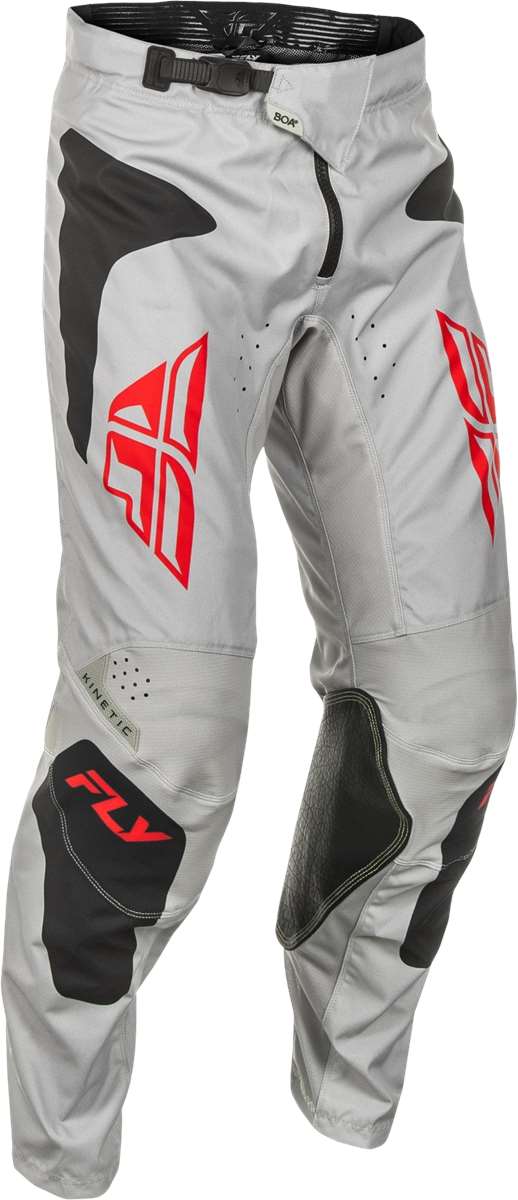 Fly Racing Kinetic Sym Trouser Light Grey / Red / Black FREE 1 YEAR Returns, FREE UK Delivery | ThrottleChimp