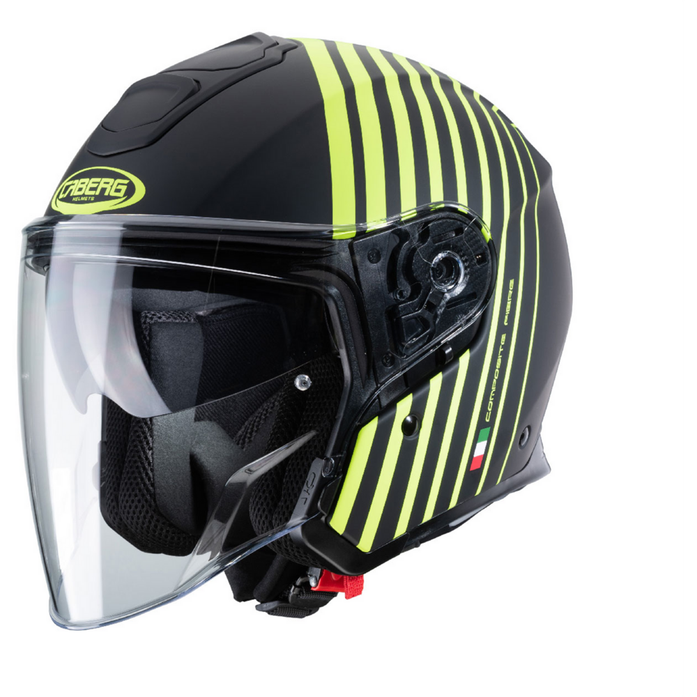 Caberg Flyon Bakari Open Face Helmet Matt Black / Yellow (Image 2) - ThrottleChimp