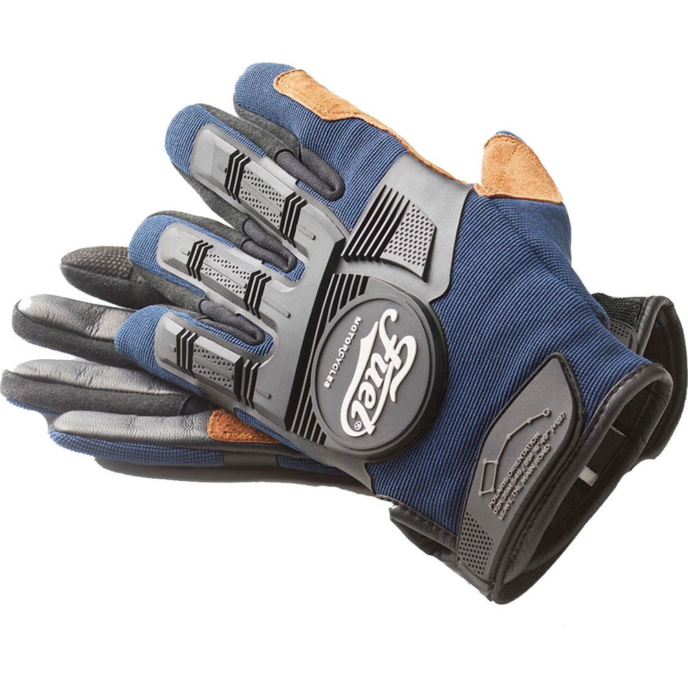 Fuel Astrail Leather / Textile Gloves Navy FREE 1 YEAR Returns, FREE UK Delivery | ThrottleChimp