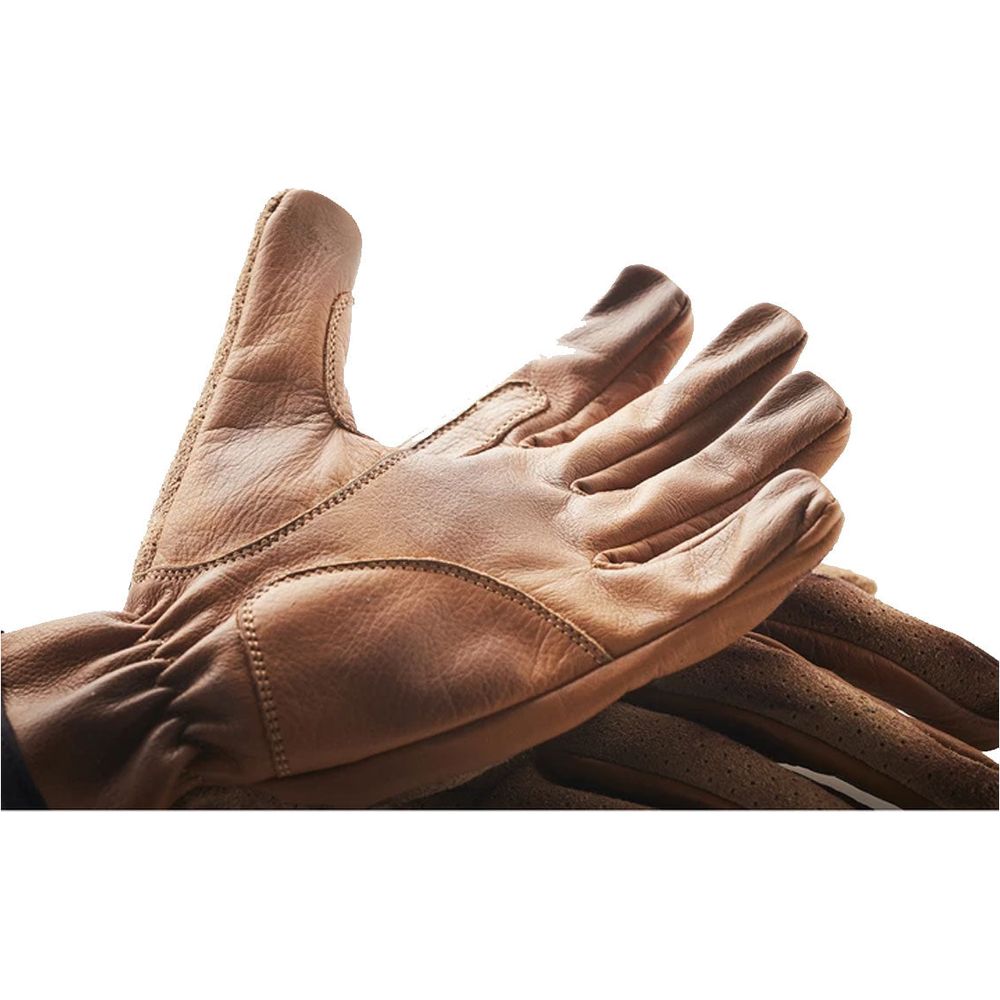 Fuel Flat Leather Gloves Brown (Image 2) - ThrottleChimp
