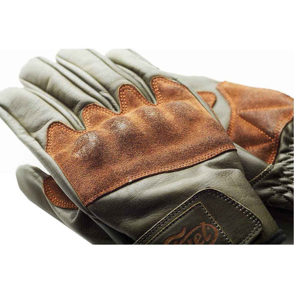 Fuel Rodeo Leather Gloves Olive FREE 1 YEAR Returns, FREE UK Delivery | ThrottleChimp