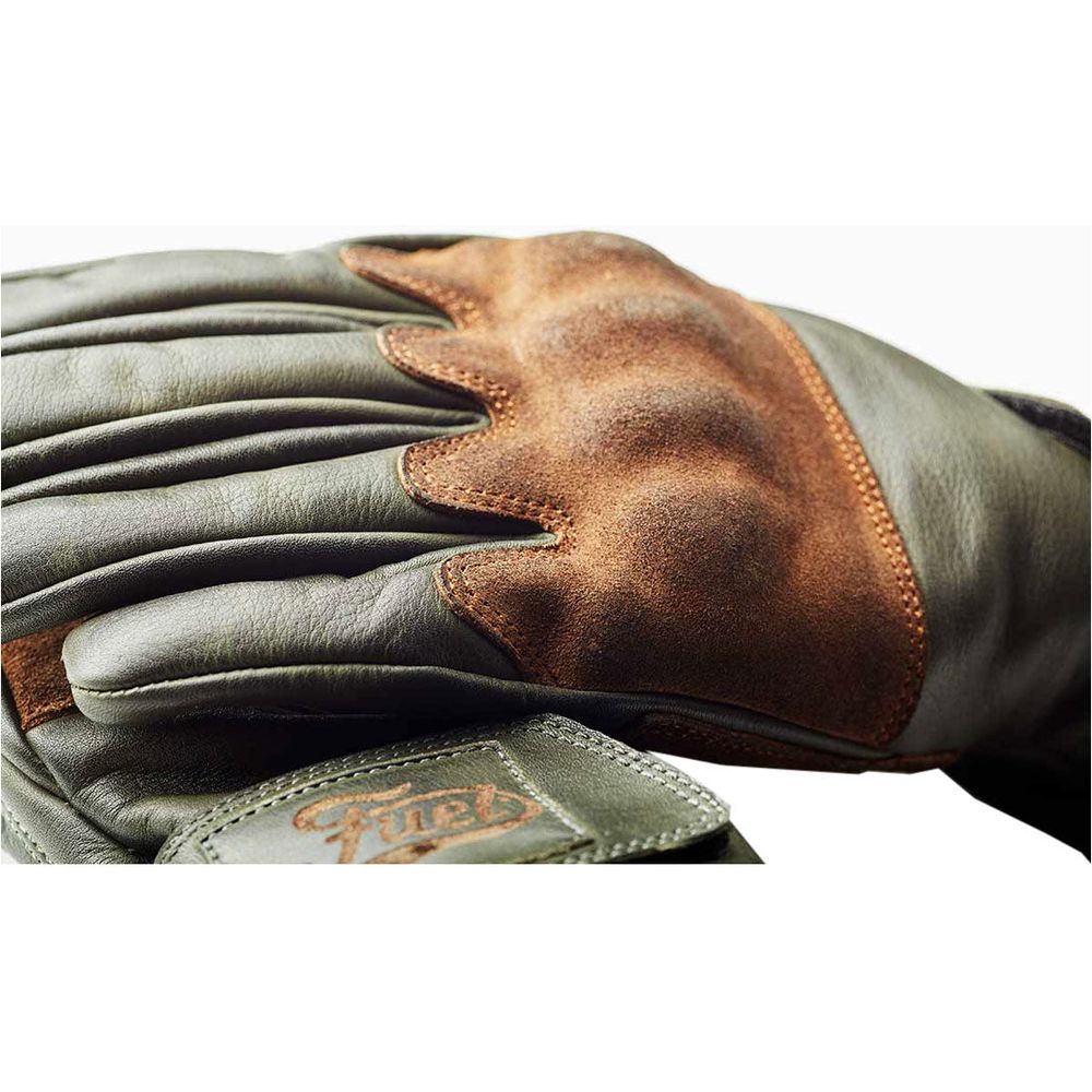 Fuel Rodeo Leather Gloves Olive FREE 1 YEAR Returns, FREE UK Delivery | ThrottleChimp