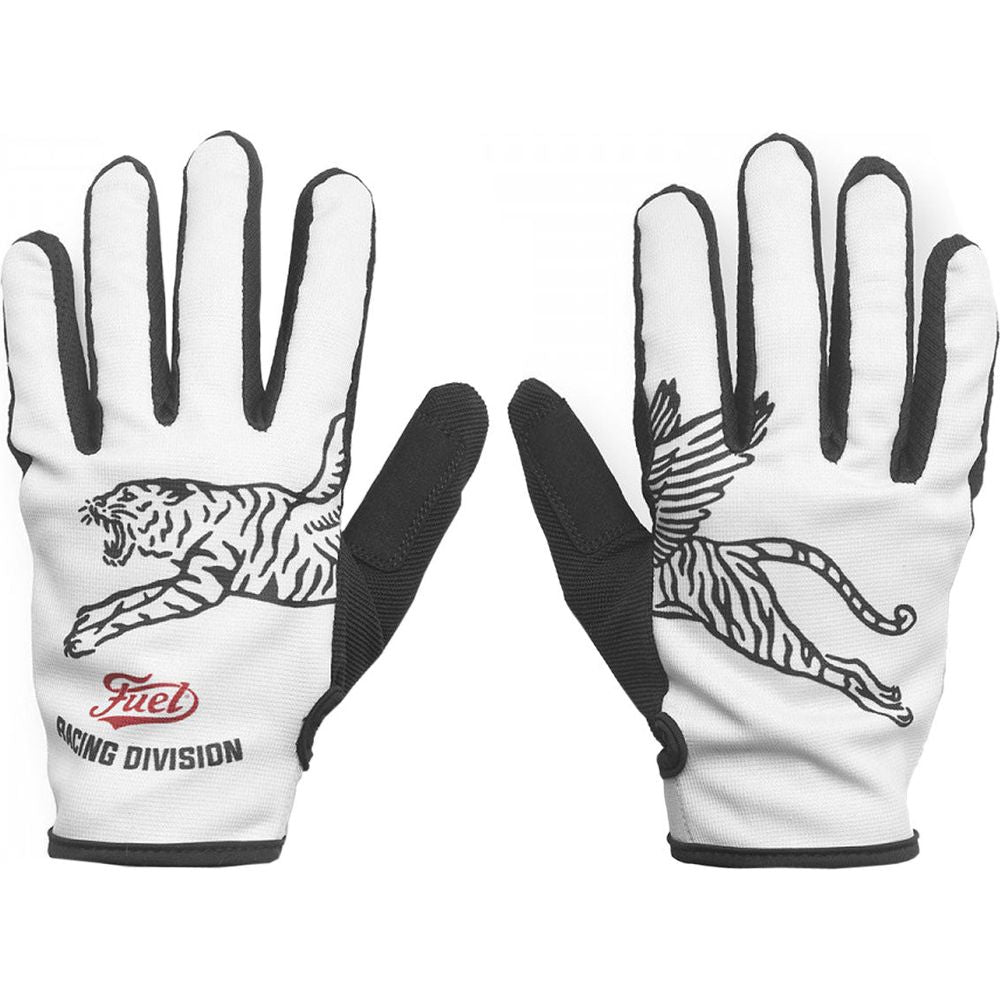 Fuel Racing Division Textile Gloves White - ThrottleChimp