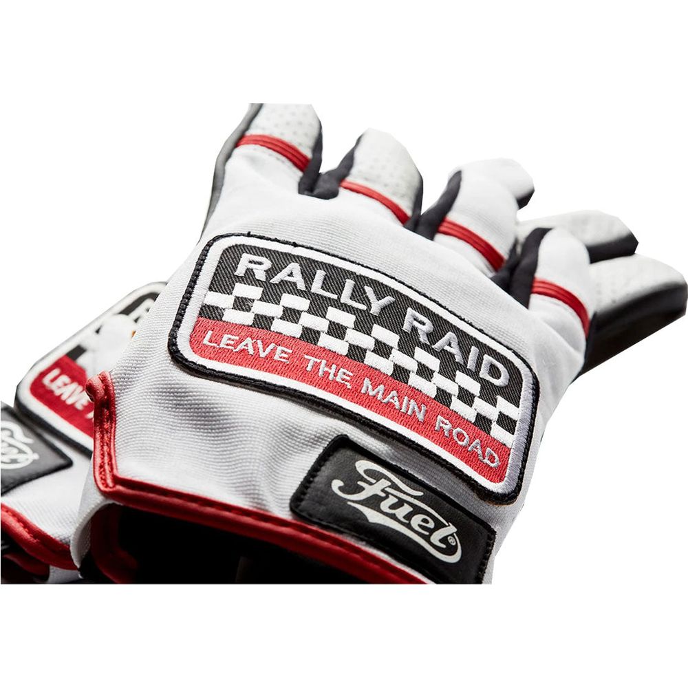 Fuel Rally Raid Patch Leather Gloves White (Image 2) - ThrottleChimp