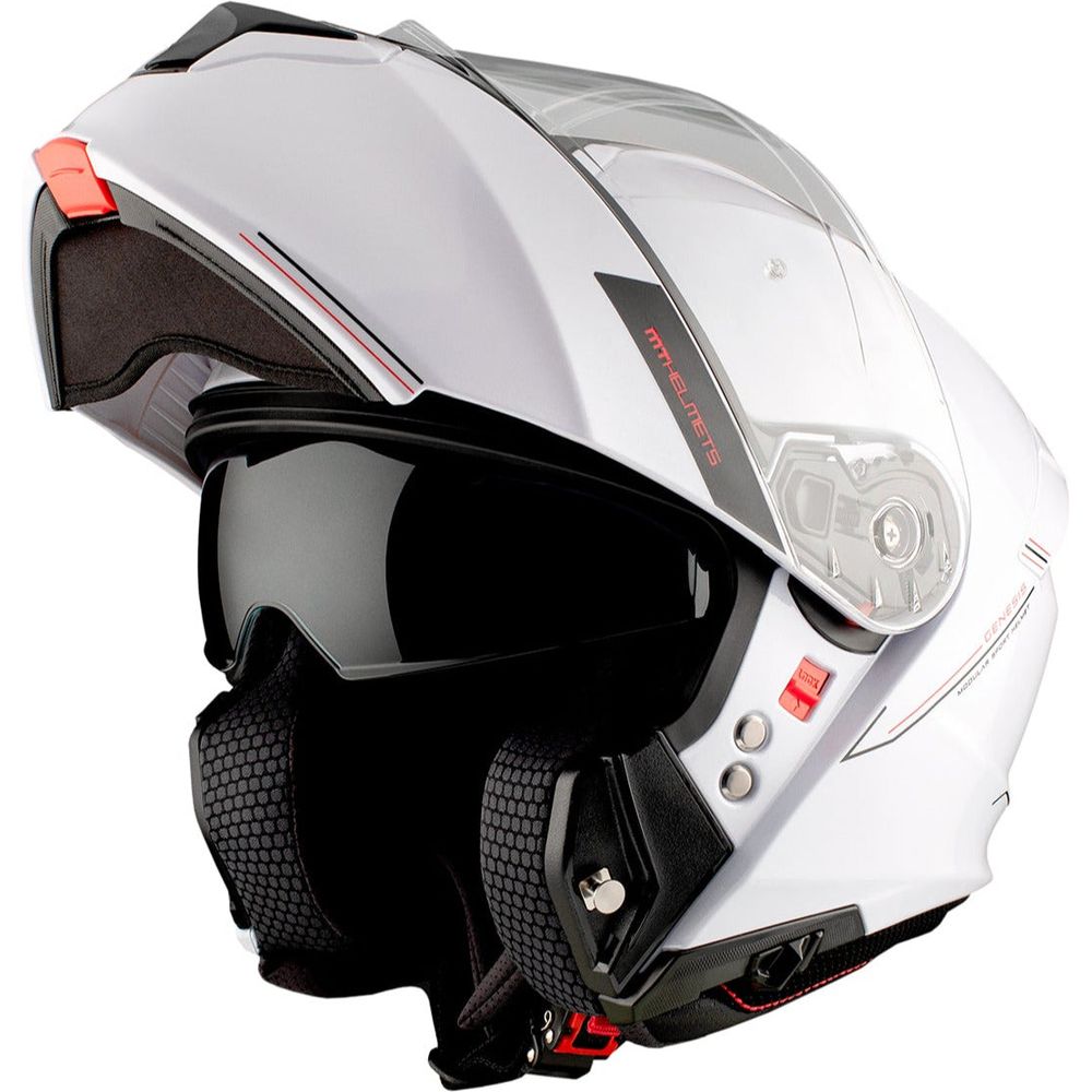 MT Genesis SV Solid A0 Flip-Up Helmet Gloss Pearl White (Image 7) - ThrottleChimp