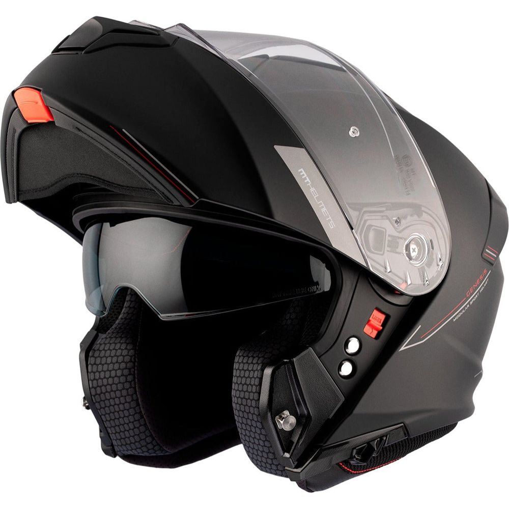 MT Genesis SV Solid A1 Flip-Up Helmet Matt Black (Image 7) - ThrottleChimp