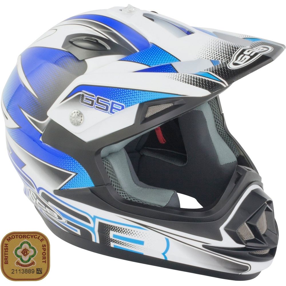 GSB XP-14B MX Off-Road Helmet Gloss Graphic Blue - ThrottleChimp