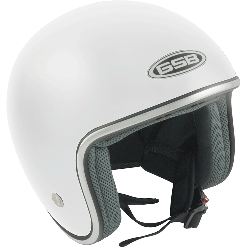 GSB G-234 Open Face Helmet Gloss Plain White - ThrottleChimp