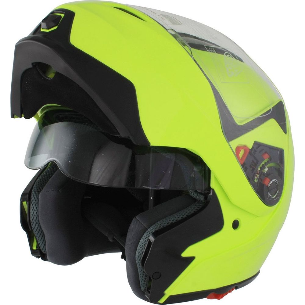 GSB G-339 Flip-Up Helmet Gloss Plain Fluo Yellow - ThrottleChimp