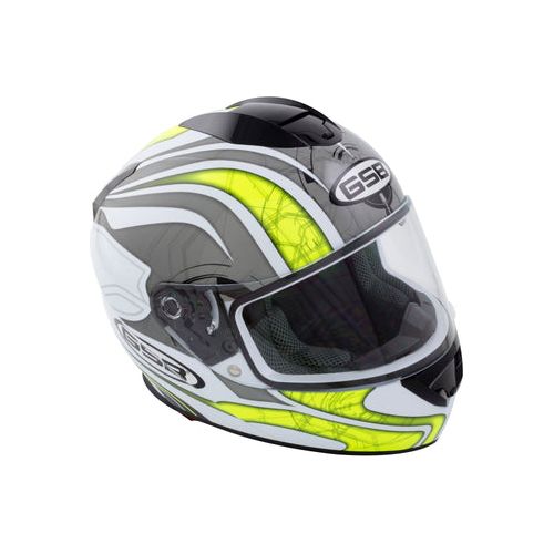 GSB G-350 Full Face Helmet White / Black / Fluo Yellow - ThrottleChimp