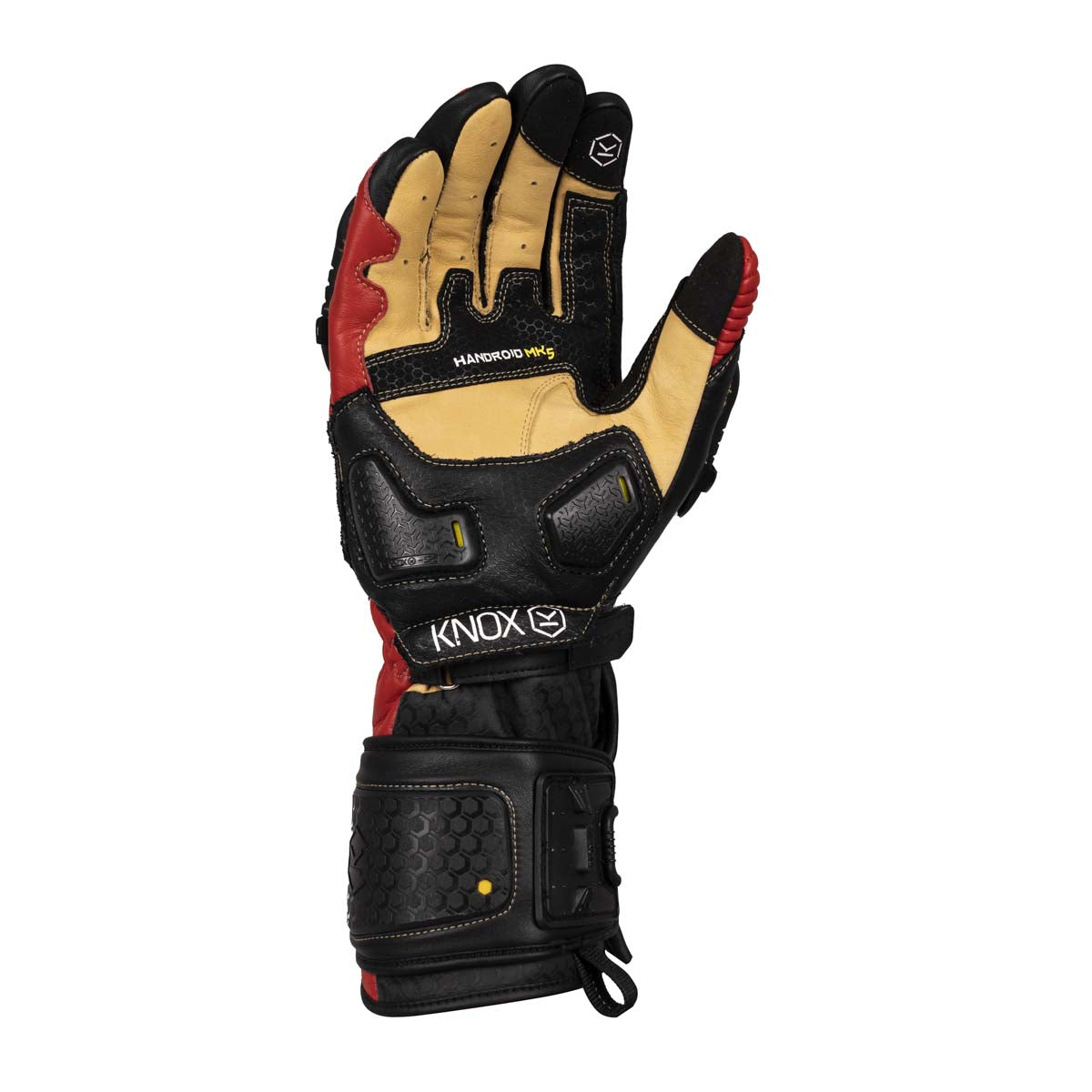 Knox Handroid MK5 Leather Gloves Black / Red FREE 1 YEAR Returns, FREE UK Delivery | ThrottleChimp