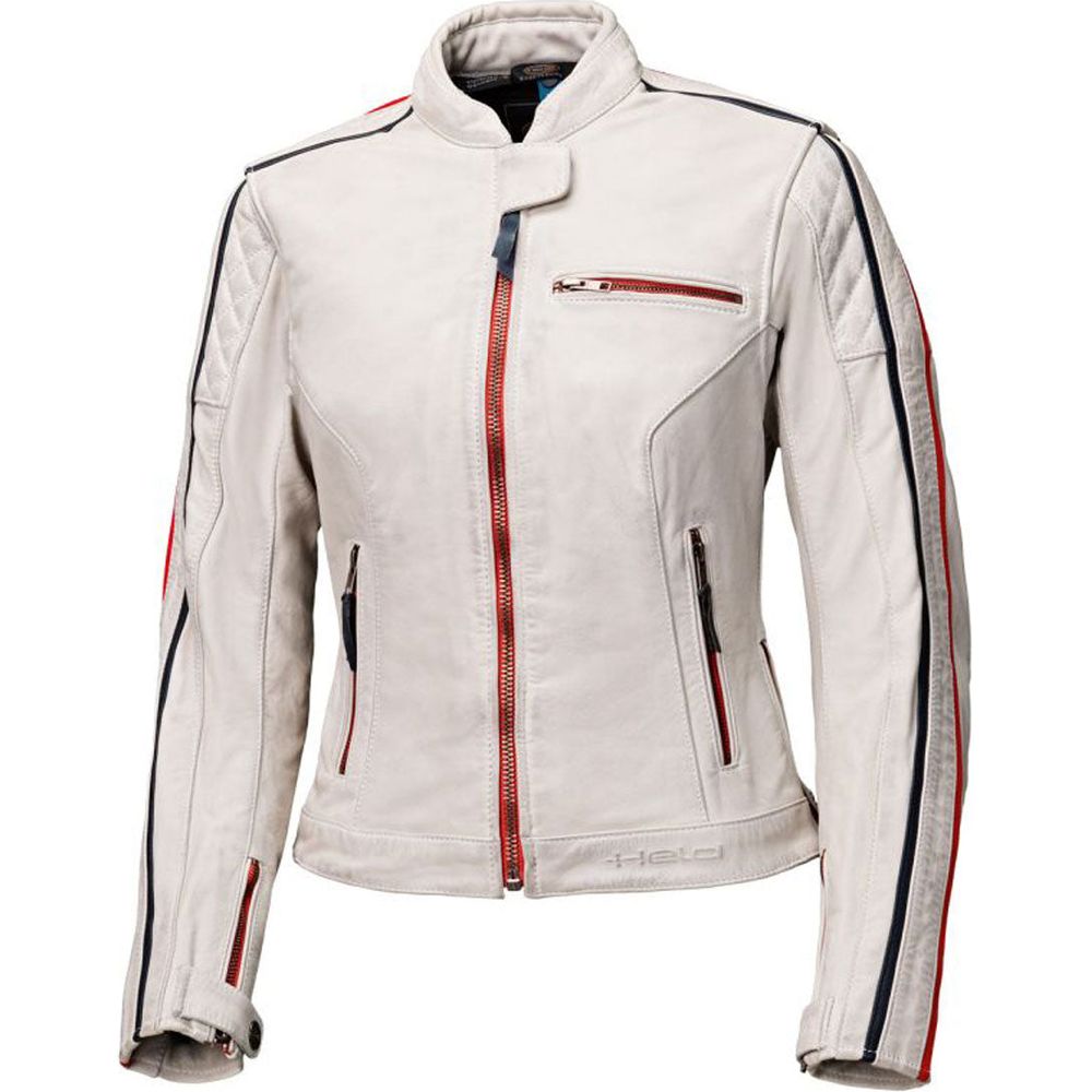 Held Brixham Ladies Leather Jacket Grey / Red