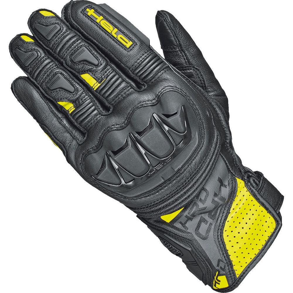 Held Kakuda Leather Gloves Black / Fluo Yellow - ThrottleChimp