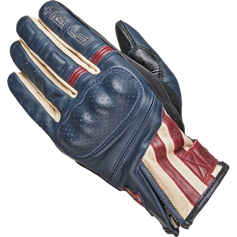 Held Paxton Leather Gloves Blue / Beige / Burgundy