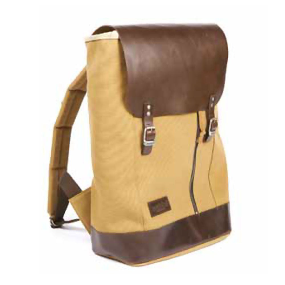 Helstons Canvas Leather Backpack Beige / Brown - ThrottleChimp