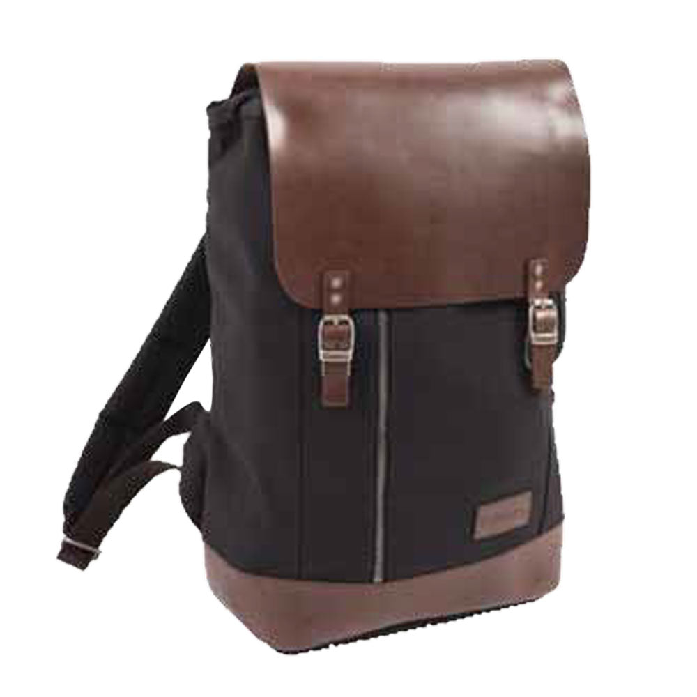 Helstons Canvas Leather Backpack Black / Brown - ThrottleChimp