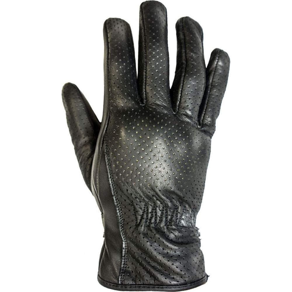 Helstons Basic Summer Perforated Leather Gloves Black - ThrottleChimp