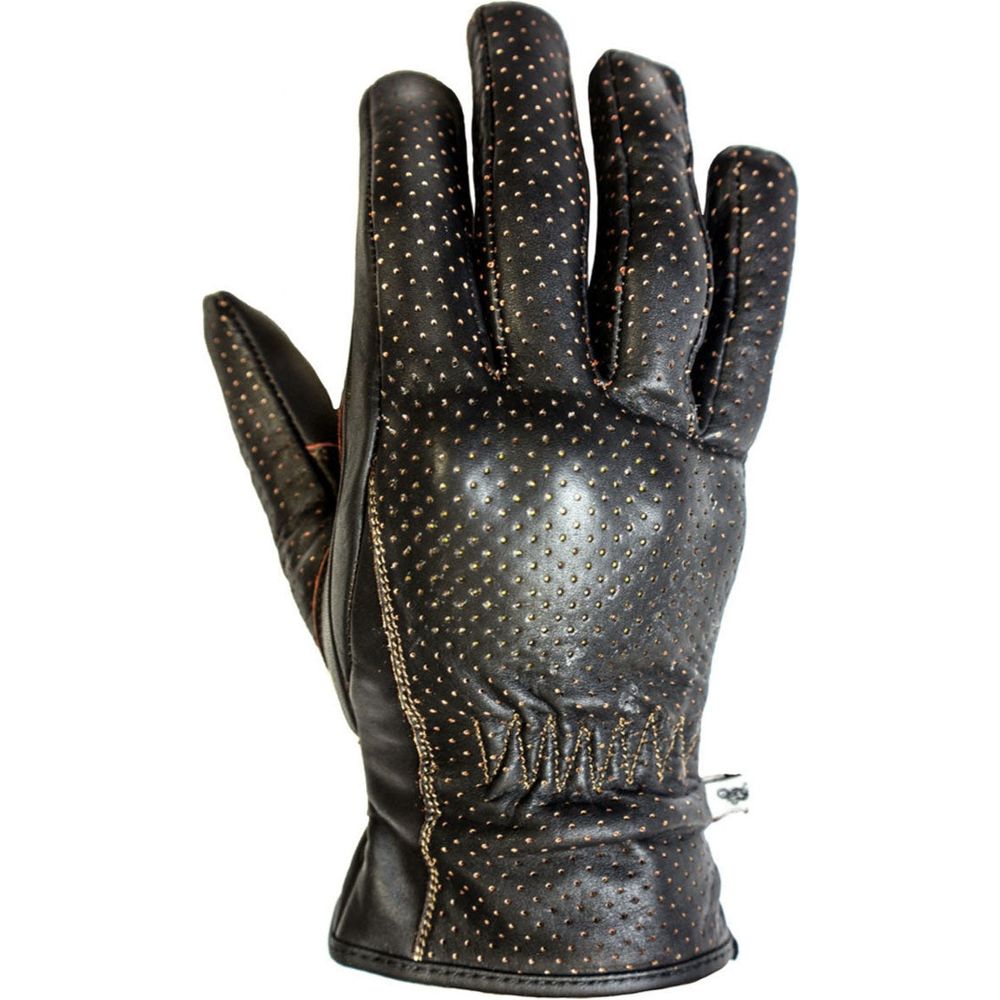 Helstons Basic Summer Perforated Leather Gloves Brown - ThrottleChimp