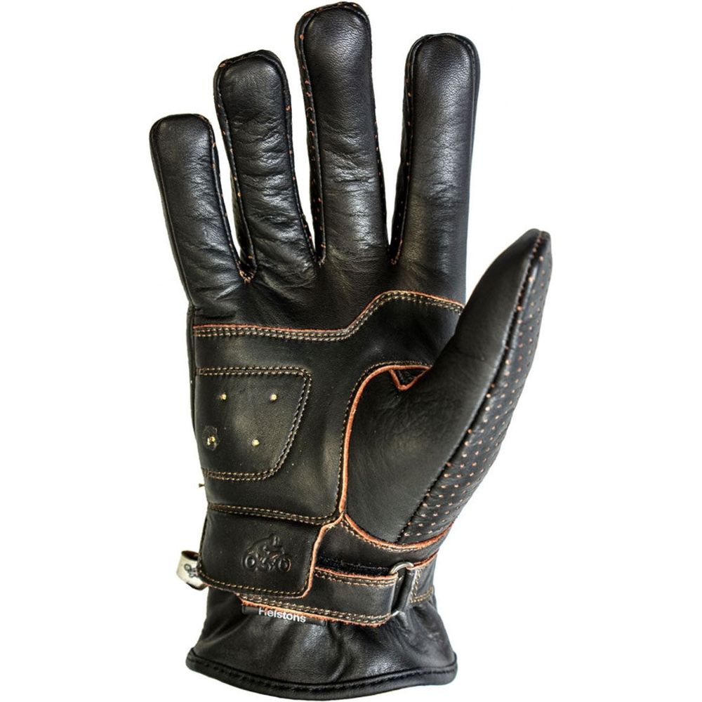 Helstons Basic Summer Perforated Leather Gloves Brown (Image 2) - ThrottleChimp