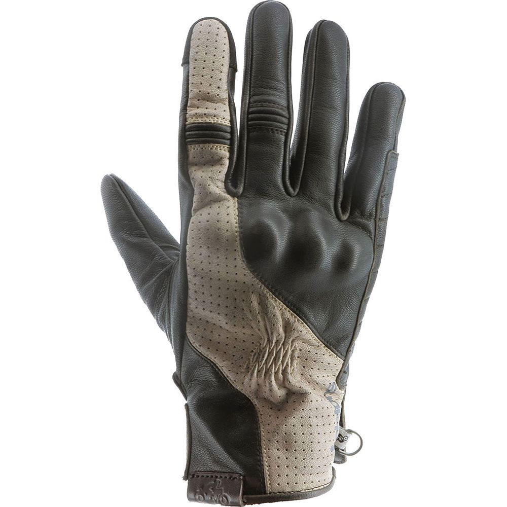 Helstons Brooks Air Summer Leather Gloves Black / Beige - ThrottleChimp