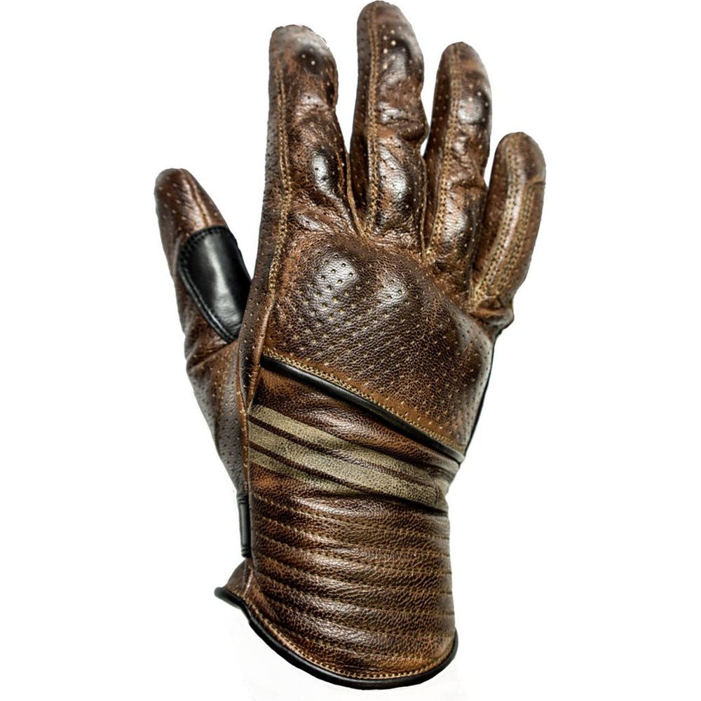 Helstons Corporate Summer Perforated Leather Gloves Camel / Black - ThrottleChimp