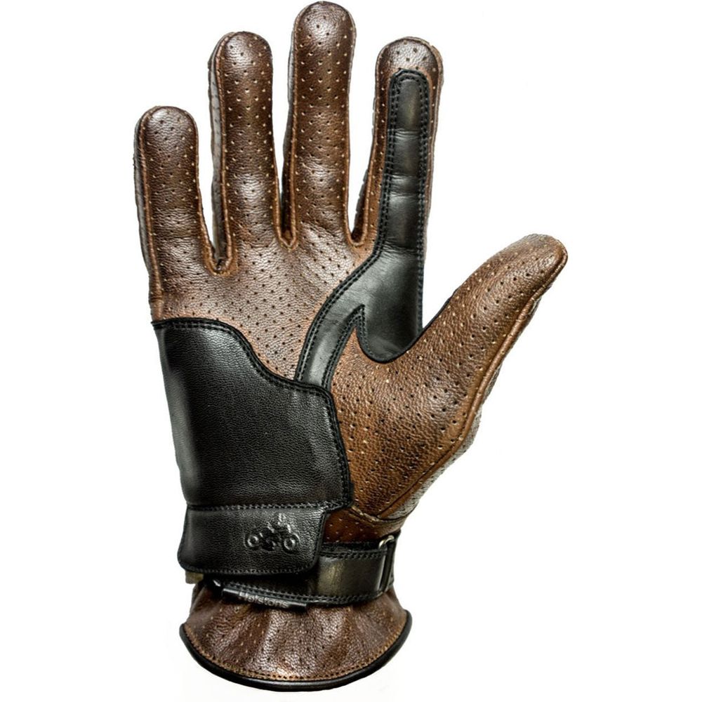 Helstons Corporate Summer Perforated Leather Gloves Camel / Black (Image 2) - ThrottleChimp