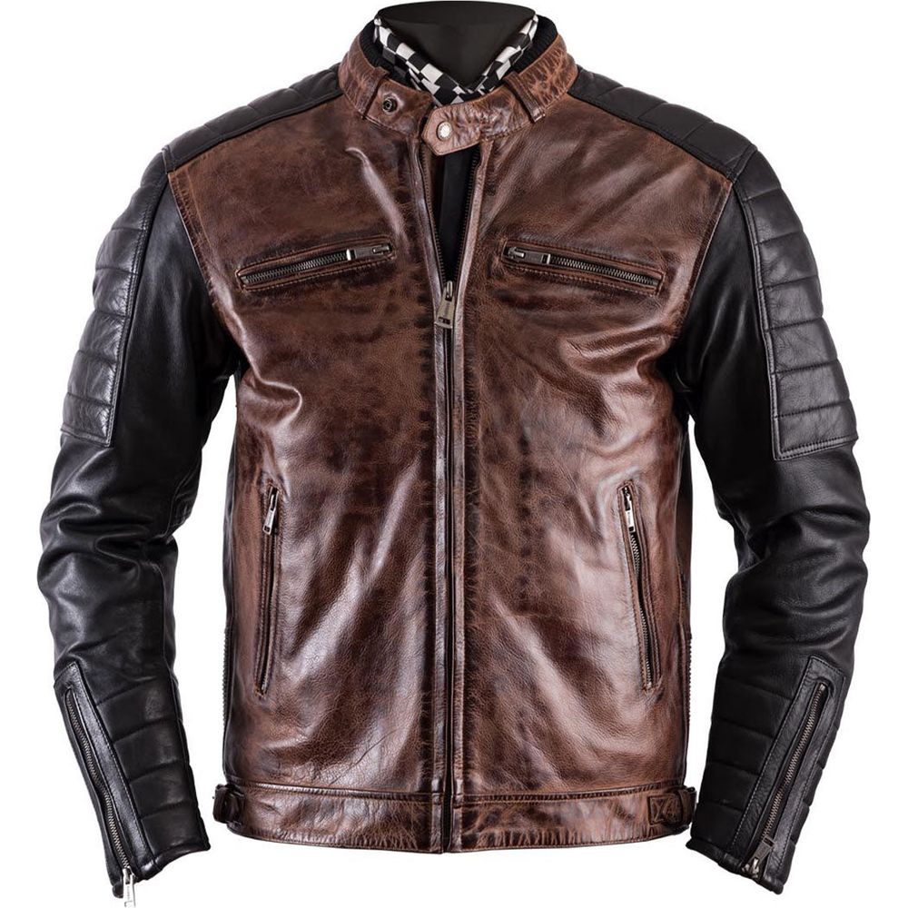 Helstons Cruiser Rag Leather Jacket Camel / Black - ThrottleChimp