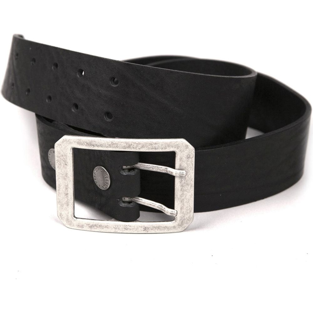 Helstons Double D Leather Belt Black - ThrottleChimp