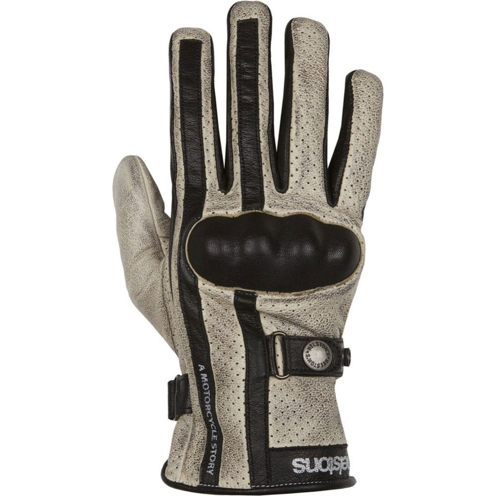 Helstons Eagle Summer Leather Gloves Beige / Black - ThrottleChimp