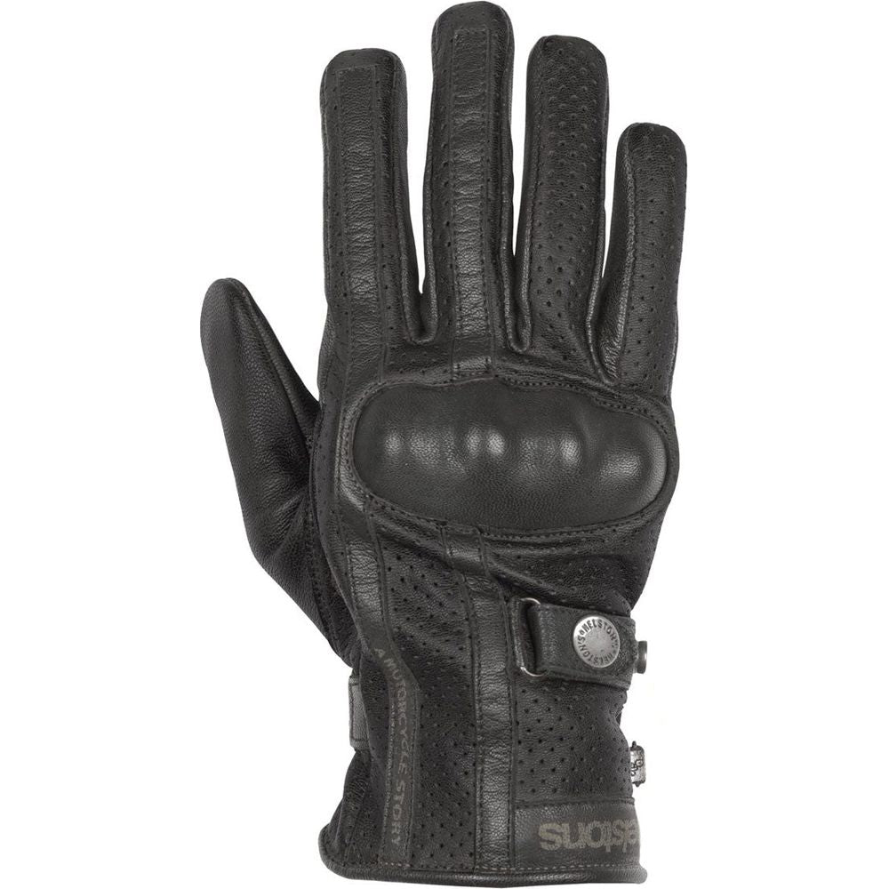 Helstons Eagle Summer Leather Gloves Black - ThrottleChimp