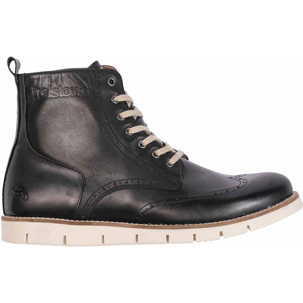 Helstons Holey Leather Boots Aniline Black - ThrottleChimp